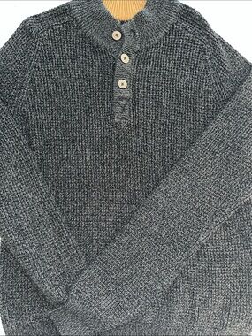 Kolby Men's Charcoal Crewneck Henley Sweater Size XL. VGUC